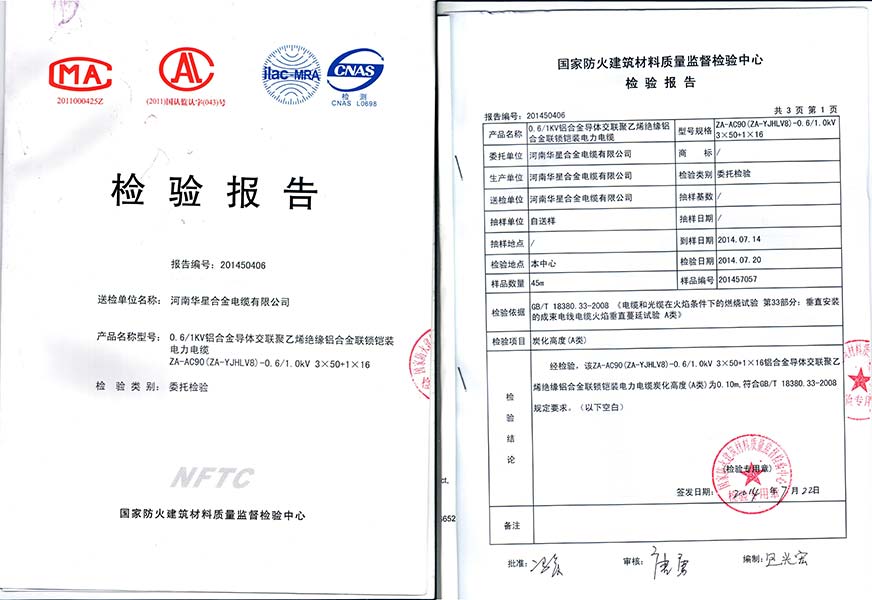 ZA-AC90 0.6/1KV检验报告